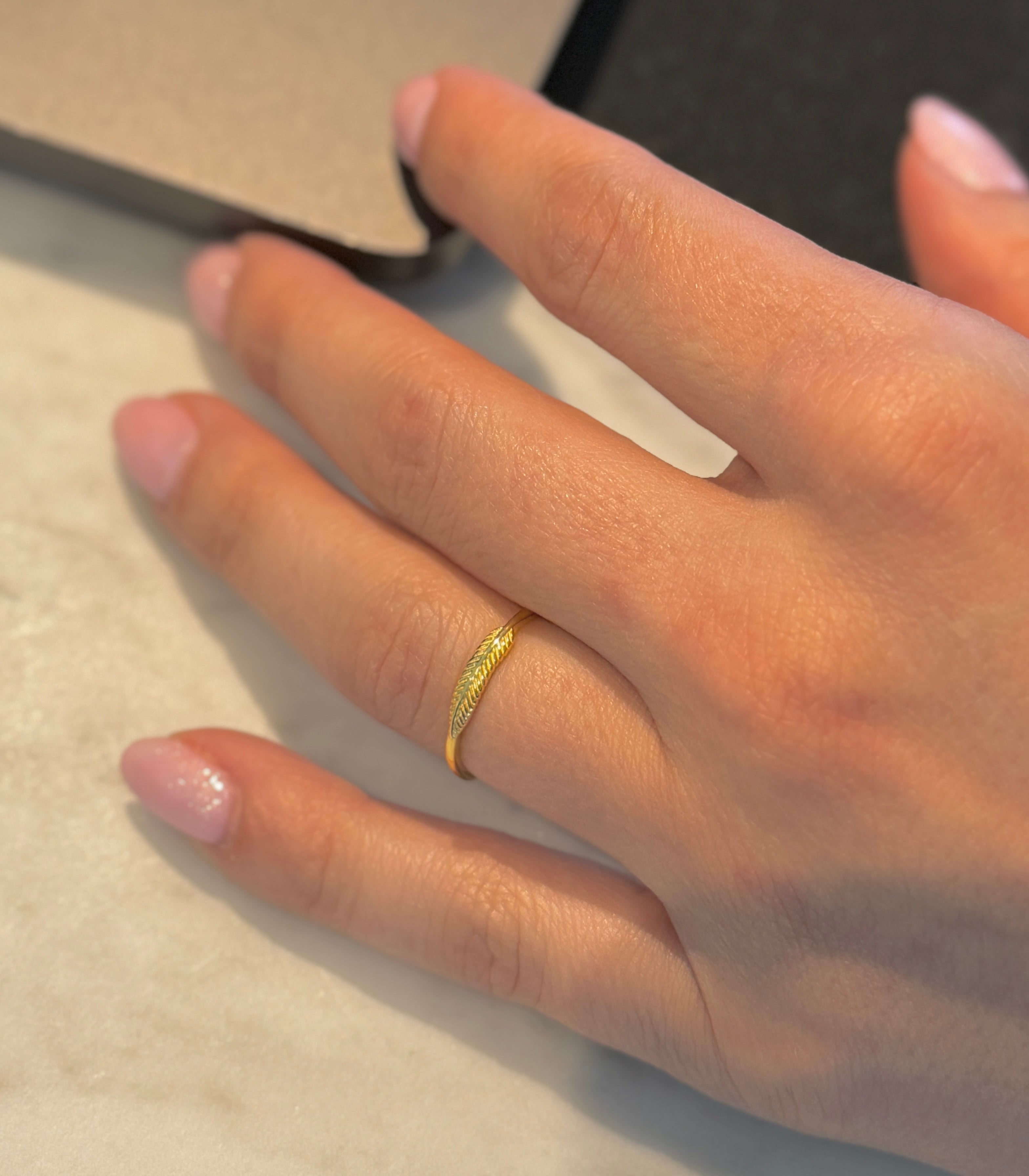 Feather Gold Ring - Stainless Steel Gold