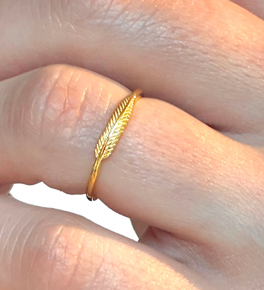Feather Gold Ring - Stainless Steel Gold