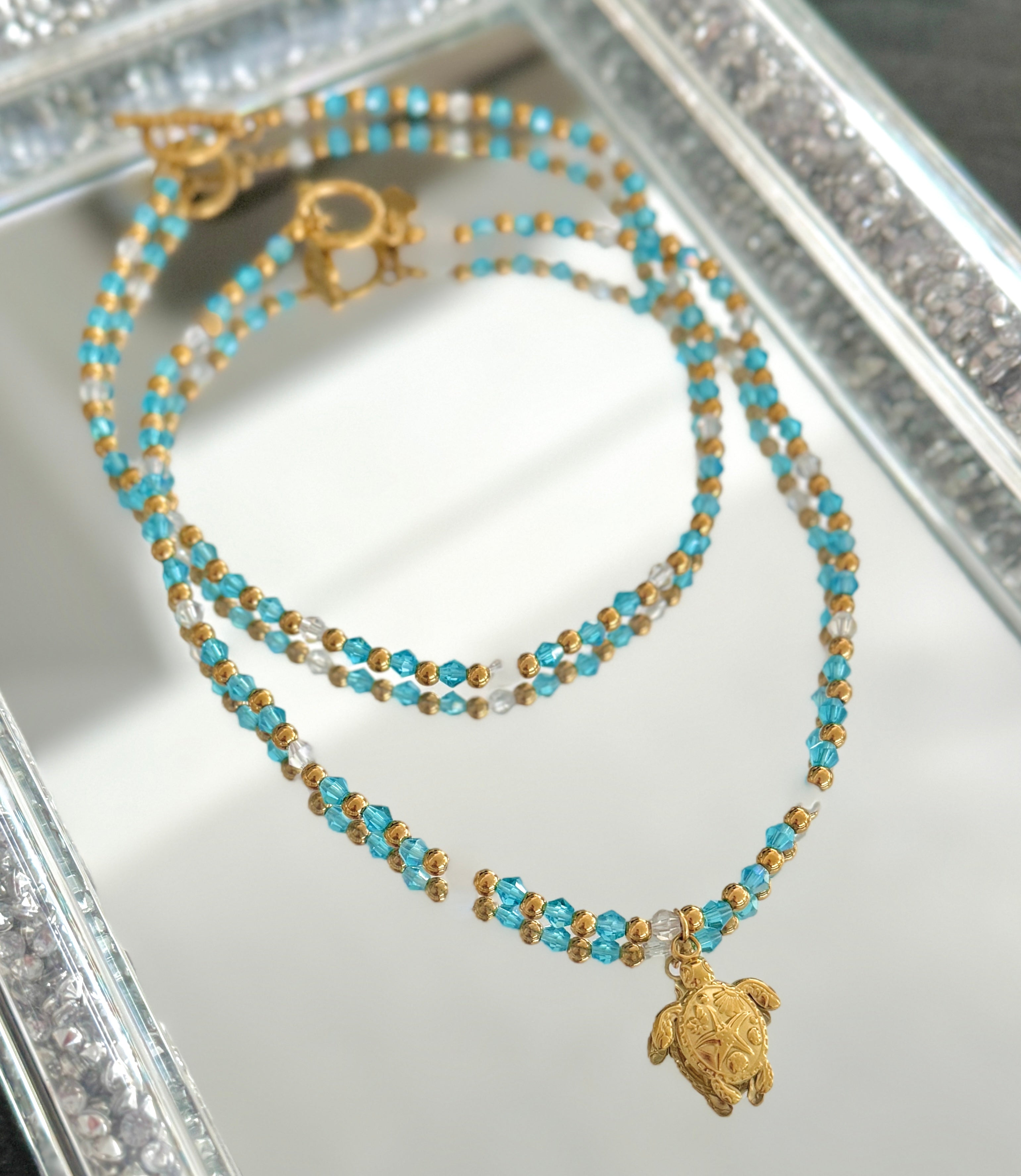 Ocean Views Turtle Double Necklace Set