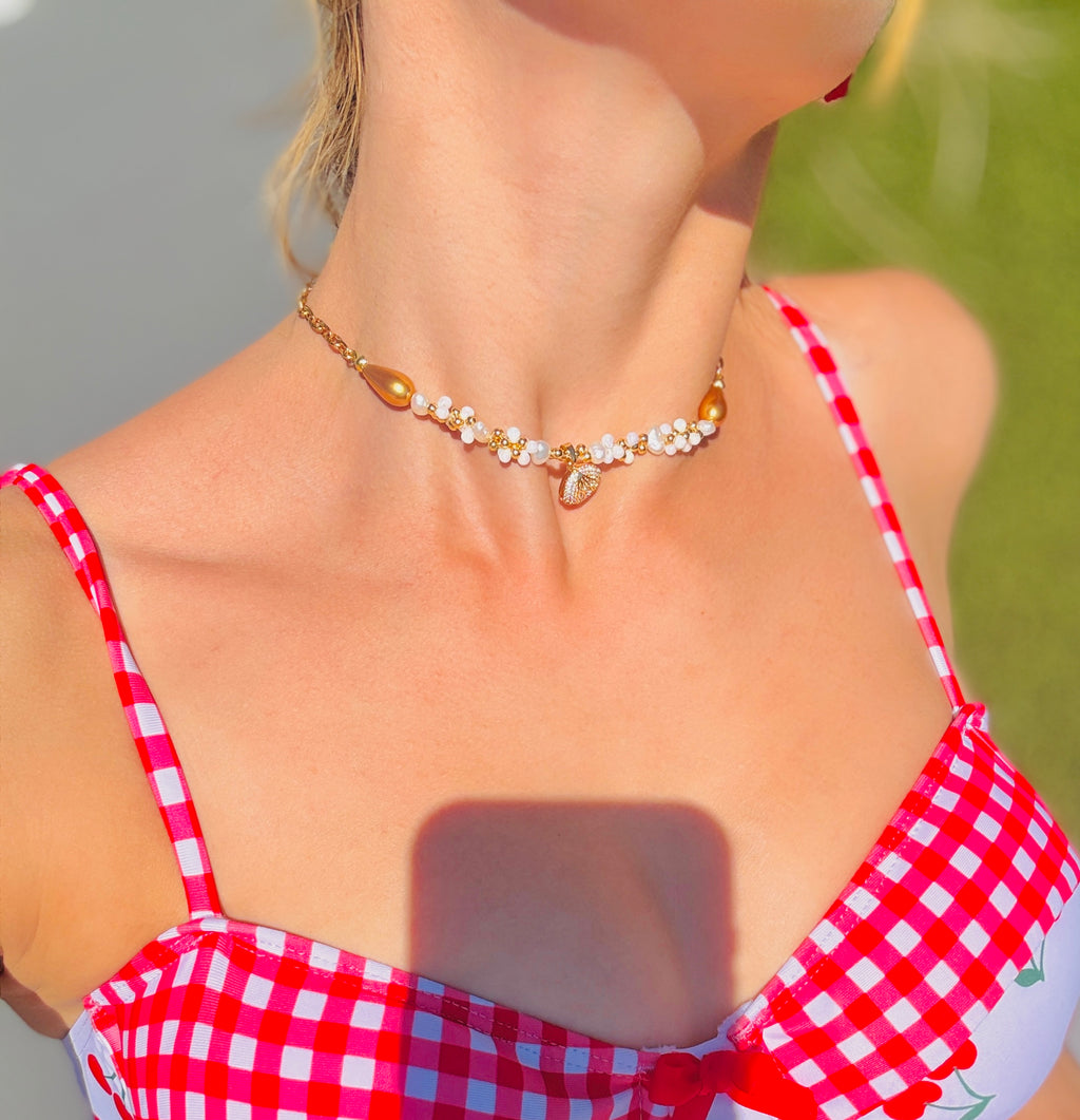 Crystal Pearl Shelly Necklace