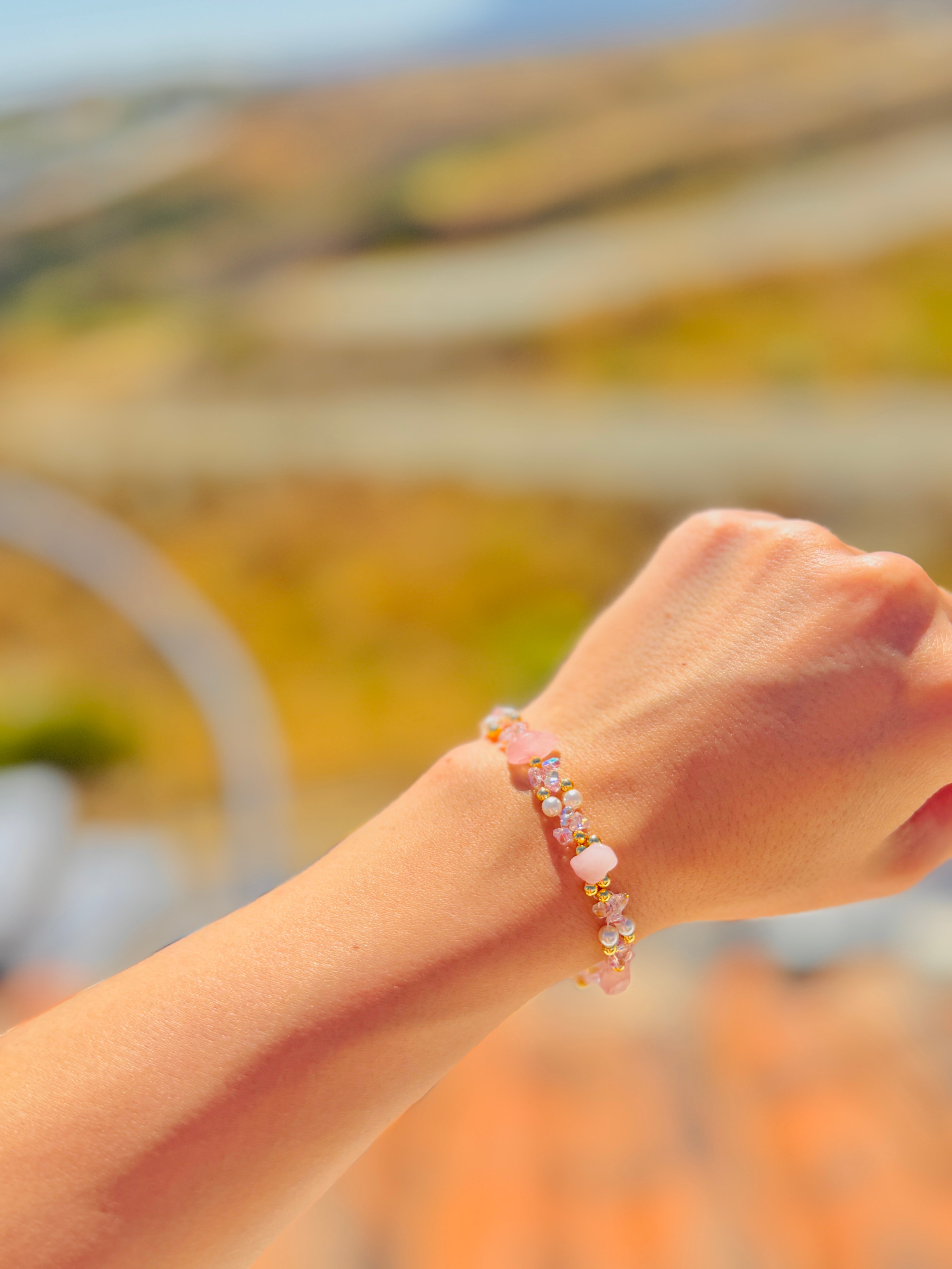 Pink Quartz Shelly Bracelet